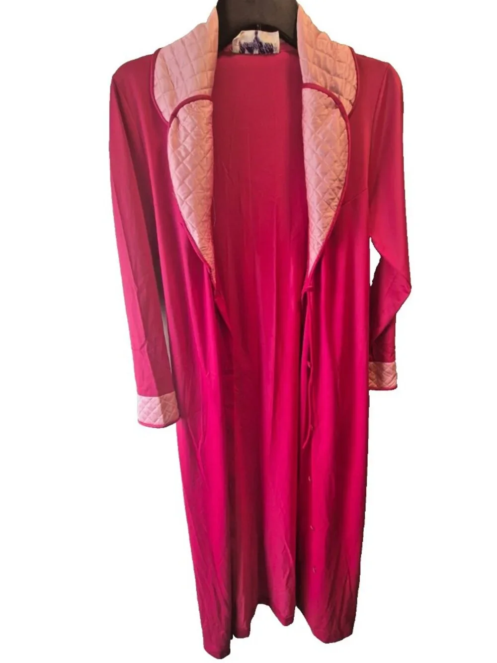 Vintage Vanity Fair Pink Quilted Collar Robe - Size 12 - Made in USA with Pocket